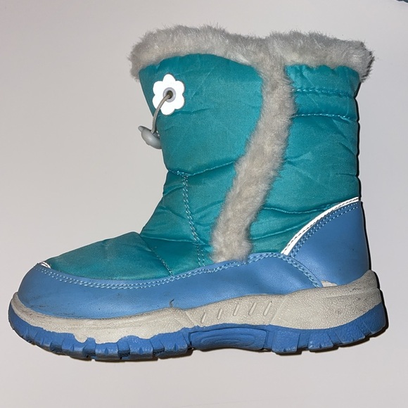 Cozy winter boots, blue, white faux fur lined, girl size 1 - Picture 5 of 5
